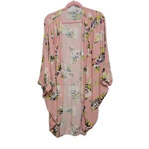 Audrey 3+1 pink Floral Beach Cover Dolman Kimono